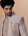 Lilac Self Design Jacket Indo Western image number 6